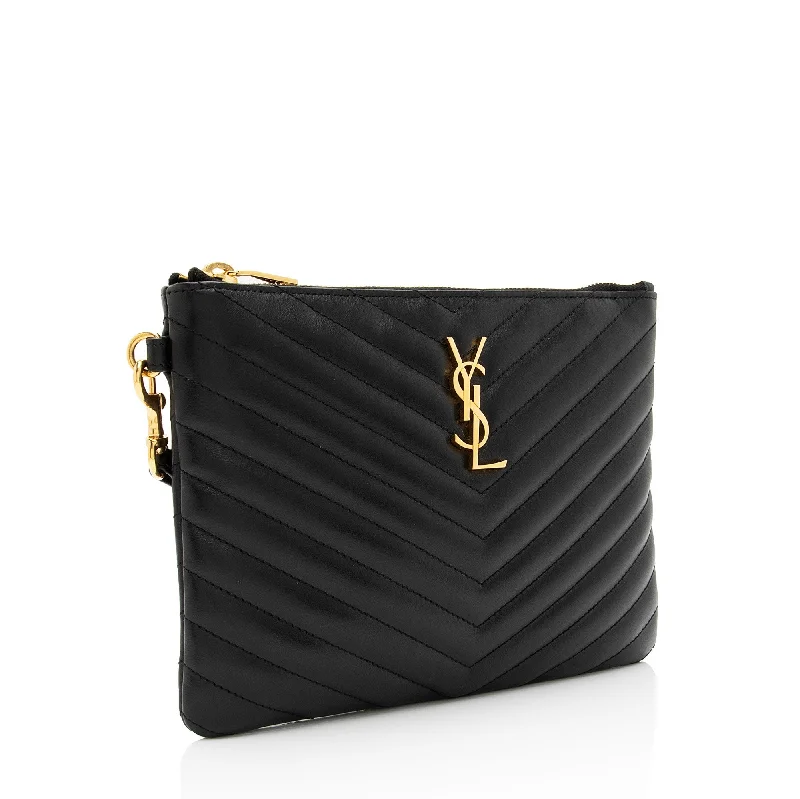 Ladies YVES SAINT LAURENT Loulou bags with a detachable shoulder strap for different carrying optionsSaint Laurent Matelasse Calfskin Monogram Small Wristlet I0dYH7