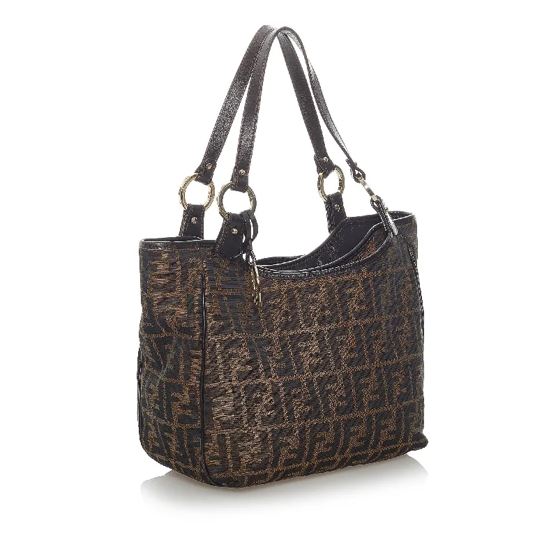 Fendi bags with a detachable mirror inside for quick touch - ups and groomingFendi Zucca Canvas Shoulder Bag (SHG-33151)