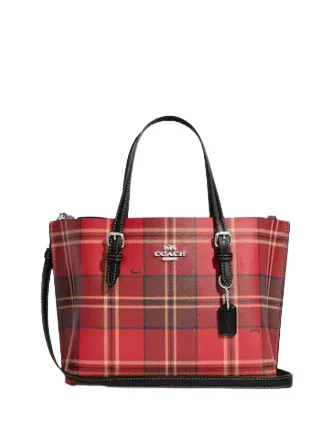 Coach Mollie Tote 25 With Tartan Plaid Print