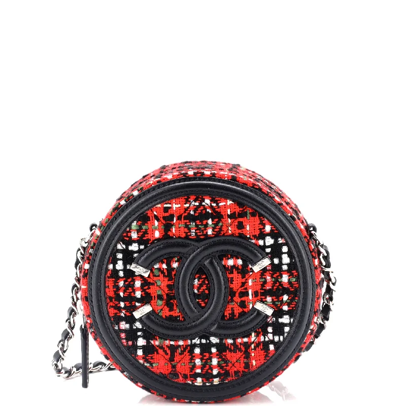 YVES SAINT LAURENT backpacks with a water - resistant exterior made of high - tech materialsFiligree Round Clutch with Chain Quilted Tweed Mini