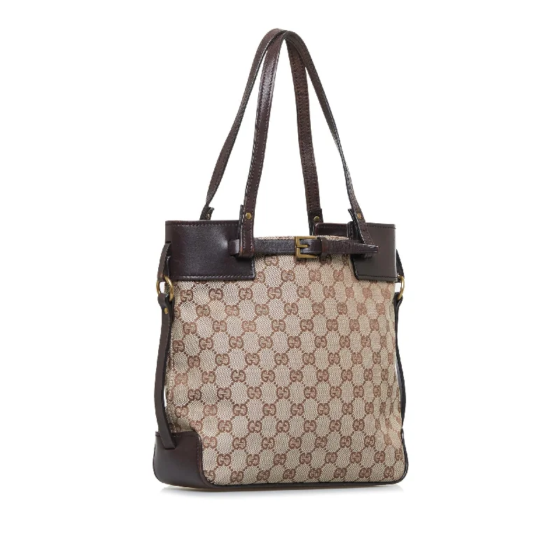 Gucci Marmont bags for women with a contrast - colored interiorGucci Small GG Canvas Belt Tote (SHG-Ri4jER)