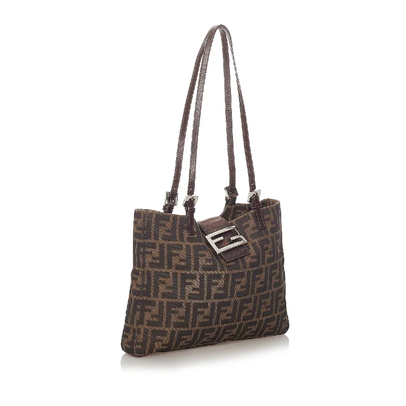 Ladies Fendi Peekaboo bags with gold - toned hardware for a touch of luxuryFendi Zucca Canvas Shoulder Bag (SHG-28055)