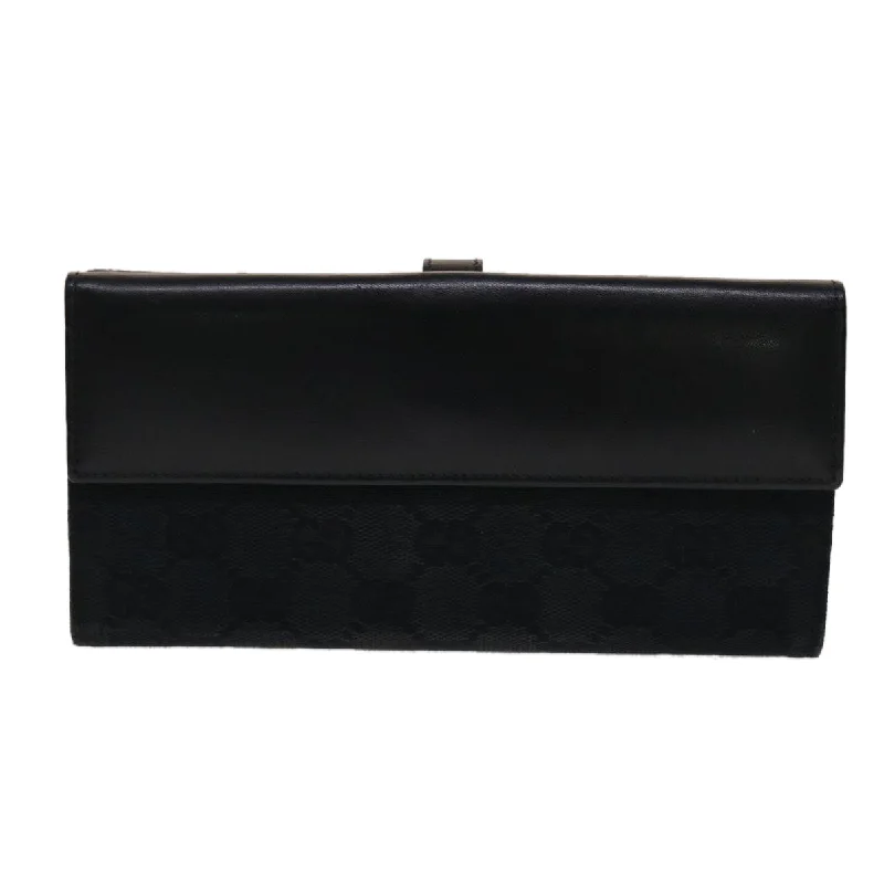 Medium - sized Women Gucci handbags for everyday useGUCCI GG Canvas Jackie Long Wallet Leather Black  ep953