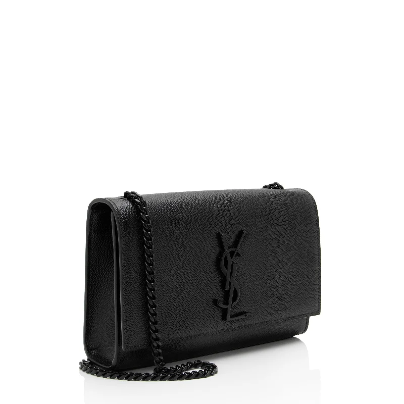 YVES SAINT LAURENT bags with a front - zip pocket for small items like lip balm and earphonesSaint Laurent Grain de Poudre Monogram Kate Small Shoulder Bag lPbS13