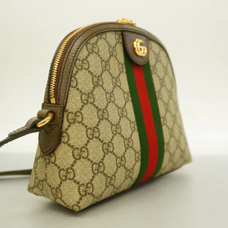 Women Gucci bags with a chain - link trim and a leather bodyGUCCI  Ophidia Shoulder Bag 499621 Women's GG Supreme Beige,Brown