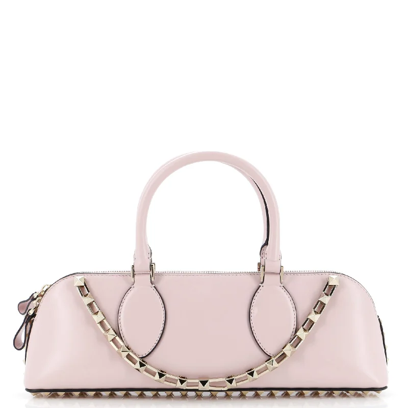 Rockstud Zip Up Top Handle Bag Leather East West