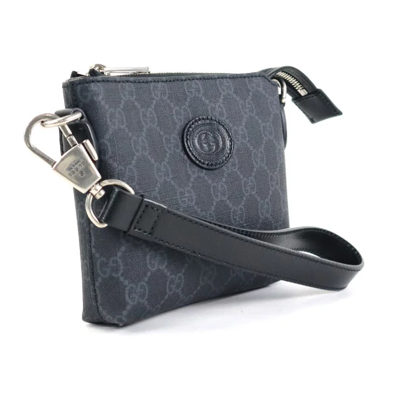 Medium - sized Women Gucci handbags for everyday useGucci Crossbody Shoulder Bag Pouch Interlocking G GG Supreme Canvas Dark Gray Men's 723306