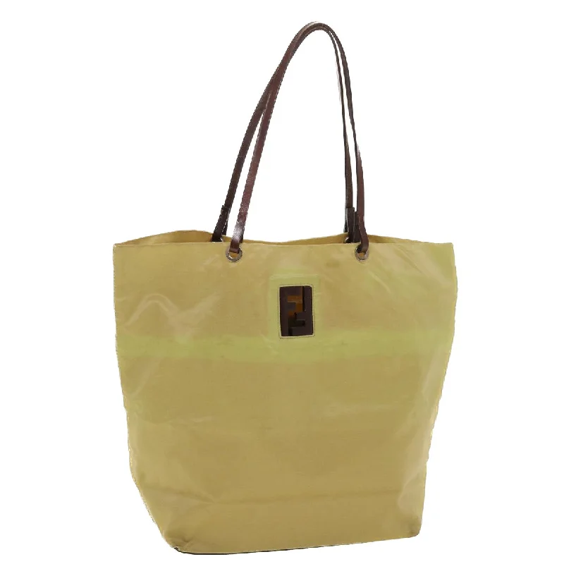 Fendi bags with a front - zip pocket for small items such as lip balm and earphonesFENDI Tote Bag Nylon Khaki  bs4859