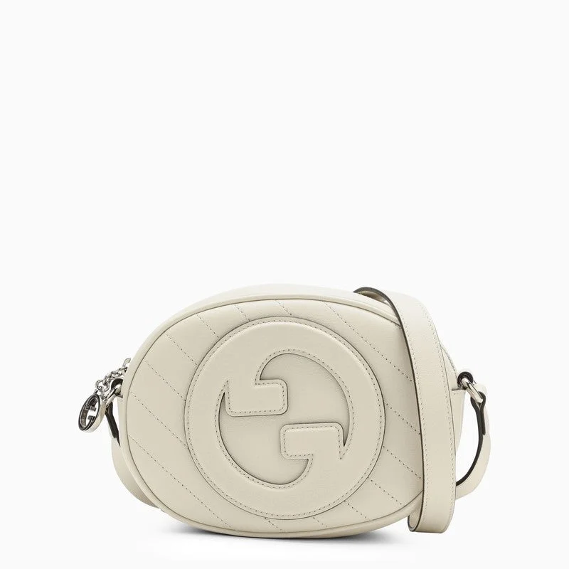 Women Gucci Sylvie bags with a crystal - embellished web stripeGucci Gucci Blondie White Mini Shoulder Bag Women