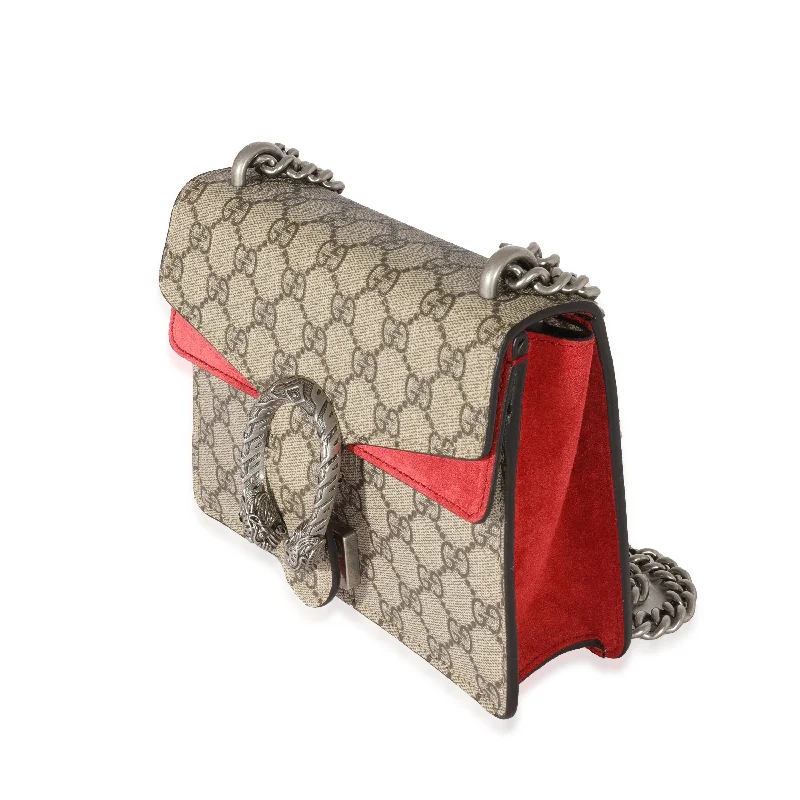 Ladies Gucci Dionysus bags with a detachable shoulder strapGucci Red Suede GG Supreme Mini Dionysus