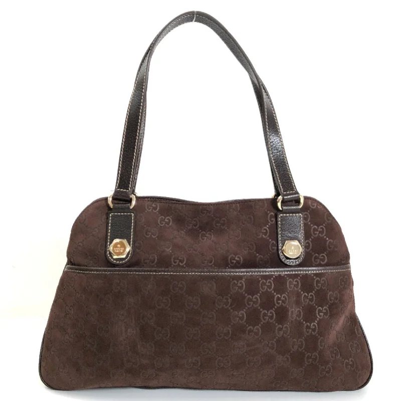 Women Gucci Sylvie bags with a leather - wrapped handleGUCCI shoulder bag GG pattern hand 163288 suede leather brown gold hardware ladies