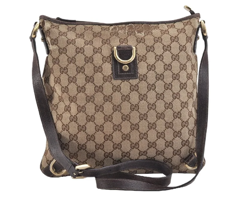 Ladies Gucci handbags with a detachable coin purse insideAuthentic GUCCI Abbey Shoulder Cross Bag GG Canvas Leather 131326 Brown 2405K