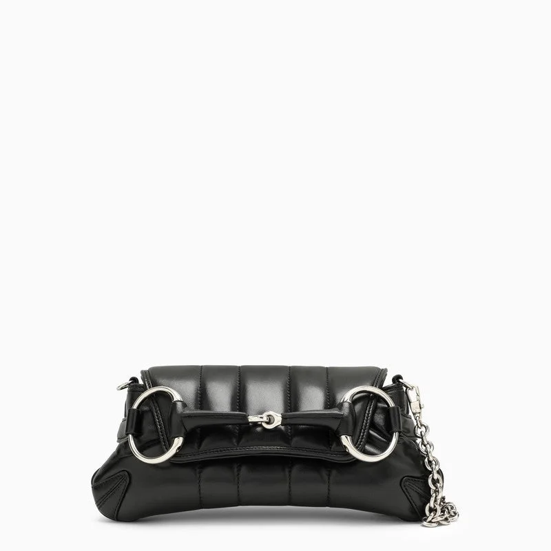 Ladies Gucci shoulder bags with a magnetic - closure flapGucci Gucci Horsebit Chain Small Black Bag Women