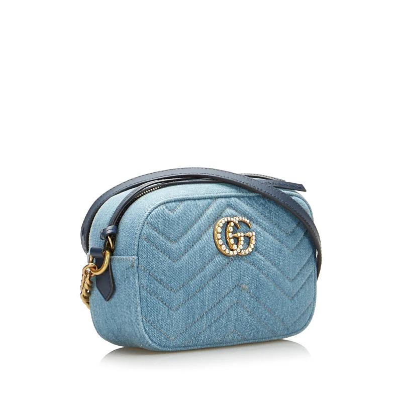 Small - sized Women Gucci shoulder bags for evening outingsGucci Pearly GG Marmont Matelasse Crossbody Bag