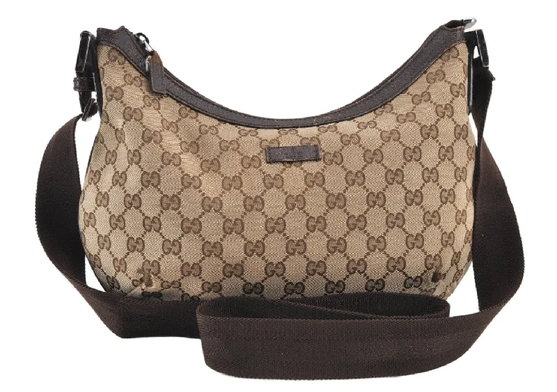 Women Gucci tote bags in GG Supreme canvas for a branded feelAuthentic GUCCI Shoulder Cross Body Bag GG Canvas Leather 181092 Brown 1868K