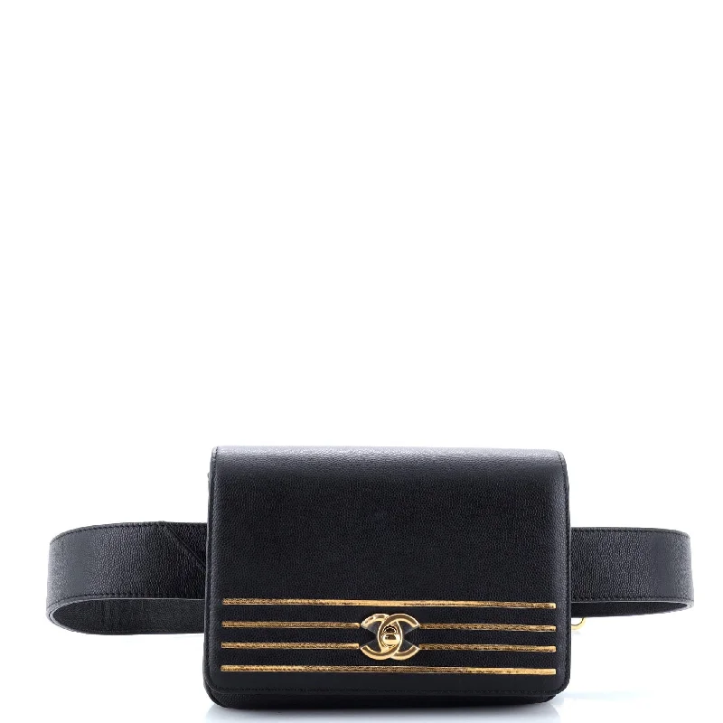 YVES SAINT LAURENT bags with a detachable mobile phone holder for on - the - go useCaptain Gold Waist Bag Embroidered Caviar Medium