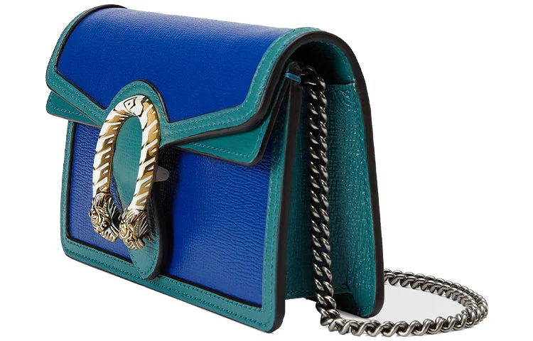 Women Gucci Sylvie bags featuring the signature web stripeGUCCI Dionysus Single-Shoulder Bag Super Mini Blue/Green 476432-18YQX-9278