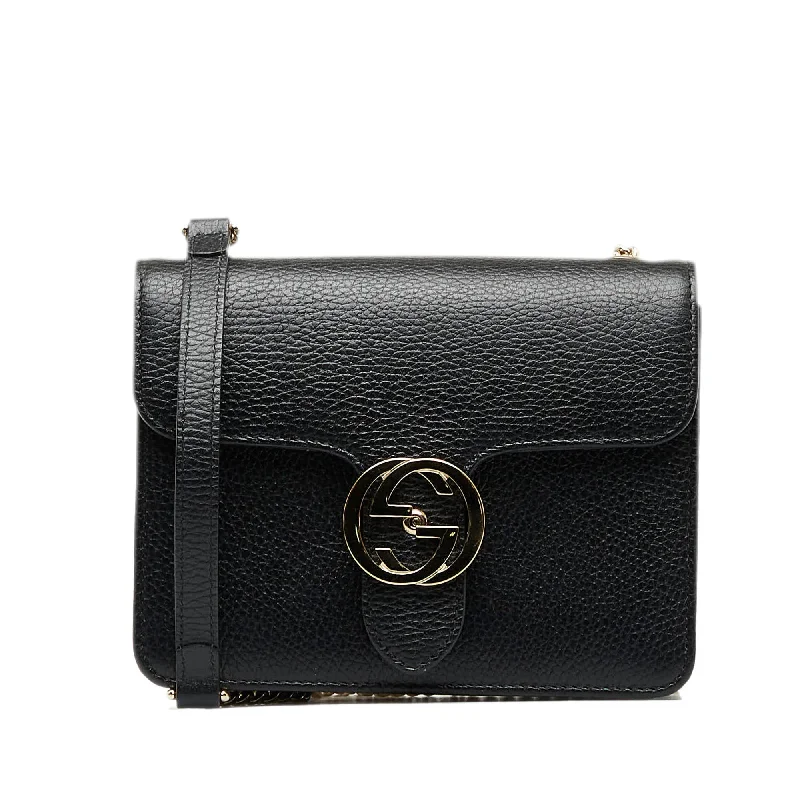 Gucci Marmont bags for women with a contrast - colored interiorGucci Interlocking G Small Black Dollar Calfskin