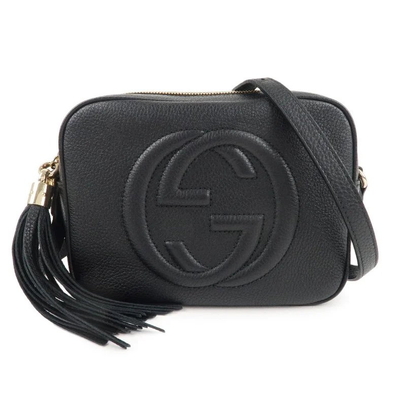 Gucci Marmont bags for women with quilted leather exteriorsGUCCI SOHO Small Disco Leather Shoulder Bag Black 308364