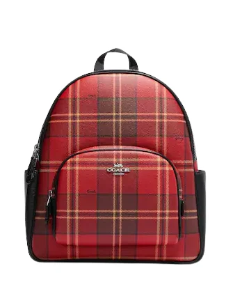 Coach Court Backpack With Tartan Plaid Print