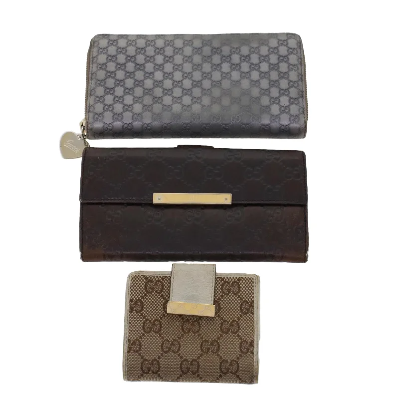 Ladies Gucci shoulder bags with a tassel decorationGUCCI GG Canvas Long Wallet Leather 3Set Brown Beige Silver  bs6283