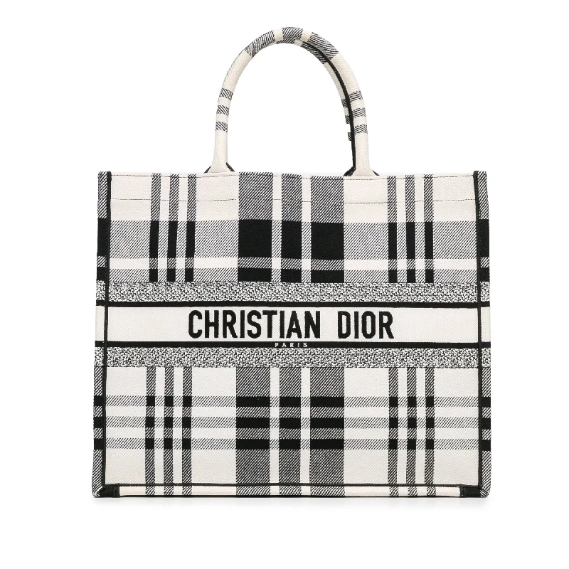 YVES SAINT LAURENT bags with a patent - leather finish for a shiny and sophisticated appearanceWhite Dior Large Check'n'Dior Book Tote