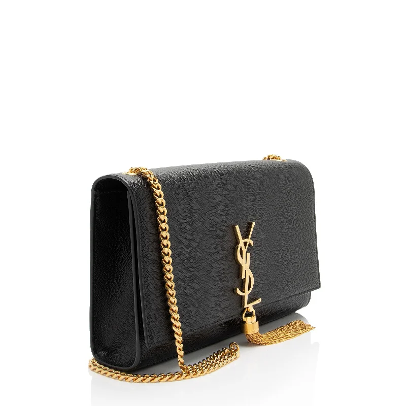 YVES SAINT LAURENT bags with a front - zip pocket for small items like lip balm and earphonesSaint Laurent Grain de Poudre Monogram Kate Tassel Medium Shoulder Bag u9Ndoz