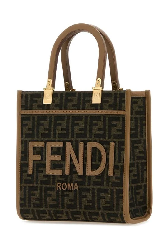 Fendi backpacks with a retractable handle for easy transportationFendi Woman Embroidered Fabric Small Sunshine Shopping Bag