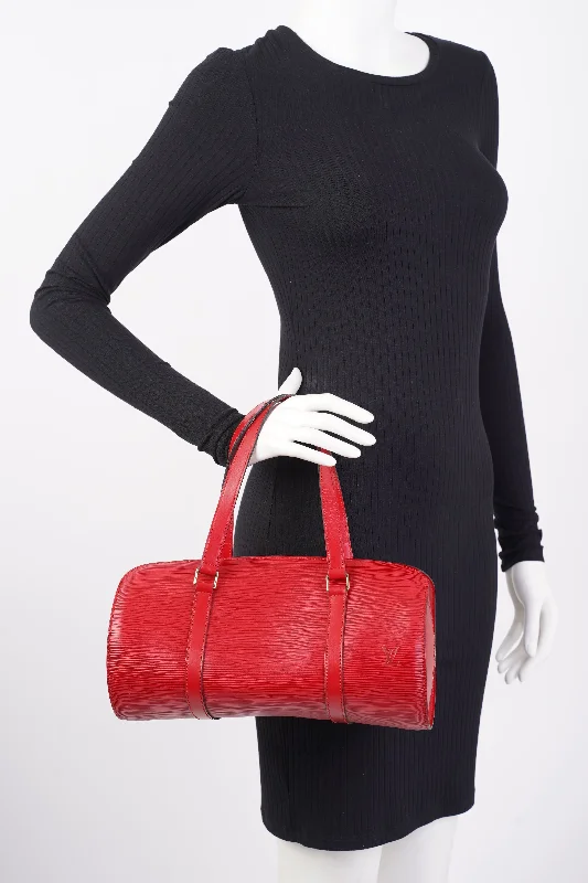 Louis Vuitton Soufflot Handbag Red Epi Leather