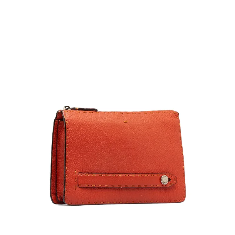 Ladies Fendi shoulder bags with a detachable phone stand for hands - free viewingFENDI Selleria Clutch Bag