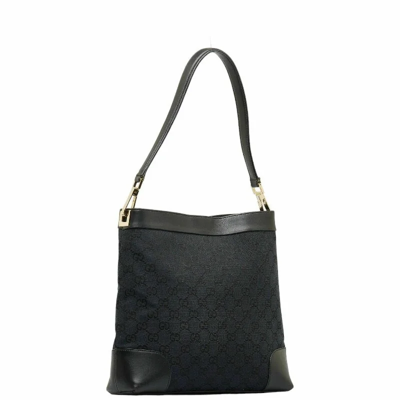 Women Gucci Sylvie bags with a monogram - embossed leatherGUCCI GG Canvas One Shoulder Bag 33900 Black Leather Women's