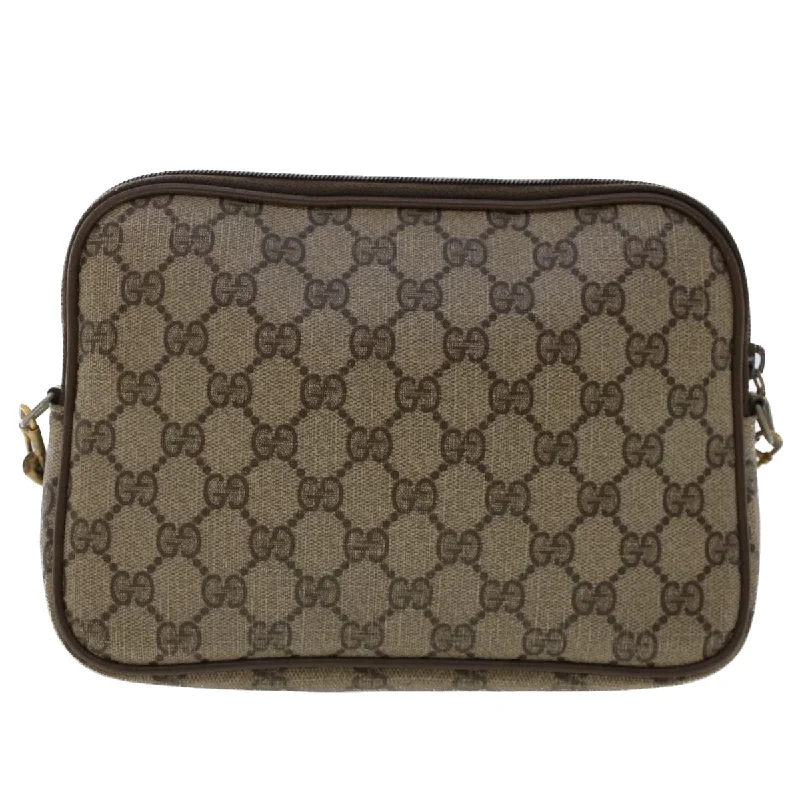 Women Gucci crossbody bags with a woven leather strapGUCCI GG Canvas Shoulder Bag PVC Leather Beige  48136