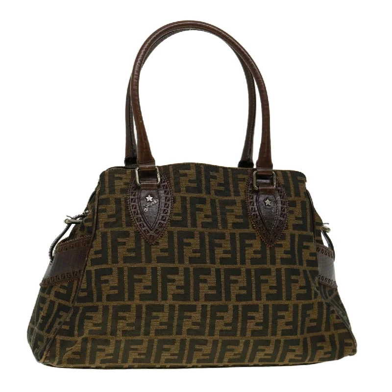 Ladies Fendi shoulder bags with a tassel - decorated zipper for added charm and styleFENDI Tote Bag Zucca Canvas Brown  ac845