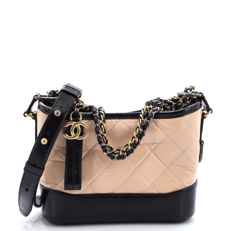 Bicolor Gabrielle Hobo Quilted Aged Calfskin Small