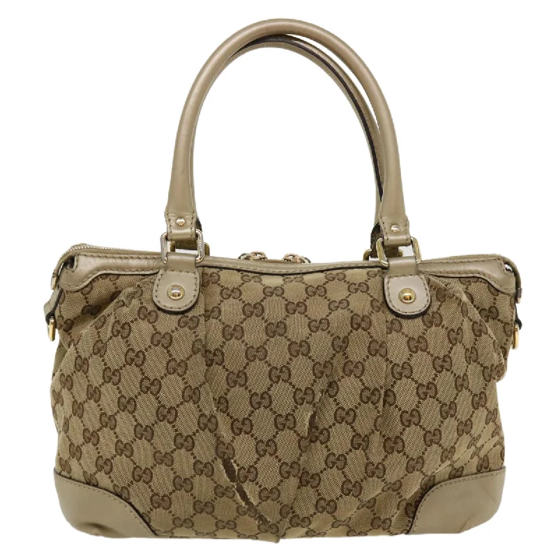 Gucci handbags for women with a back - zip pocketGUCCI GG Canvas Shoulder Bag Beige 247902  ro787