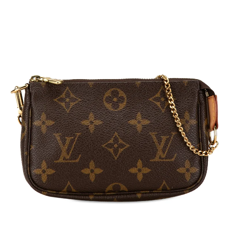 YVES SAINT LAURENT handbags with a metallic - finish Cassandre logo for a bold and glamorous lookBrown Louis Vuitton Monogram Mini Pochette Accessoires Handbag