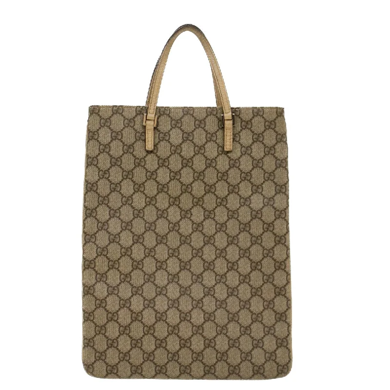 Women Gucci Sylvie bags with a leather - wrapped handleGUCCI GG Canvas Hand Bag PVC Leather Beige 117551  45849