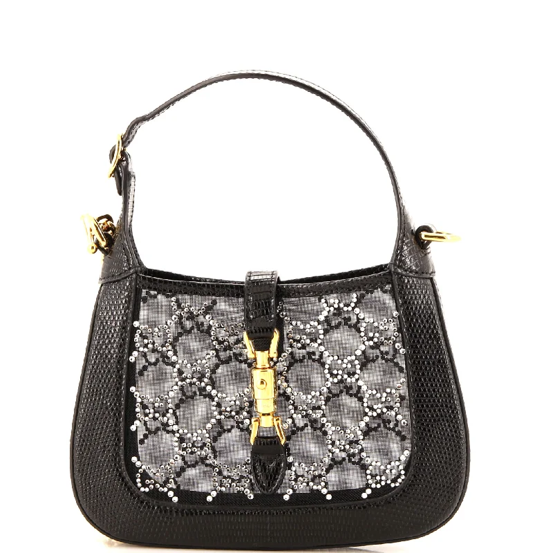 Jackie 1961 Chain Hobo Crystal GG Embellished Mesh with Lizard Mini