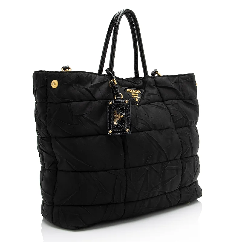 Prada Chevron Quilted Tessuto Convertible Large Tote 23247