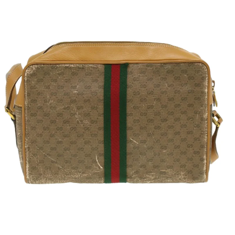 Women Gucci crossbody bags in a bold red colorGUCCI Micro GG Canvas Web Sherry Line Shoulder Bag Beige Red Green  fm1935