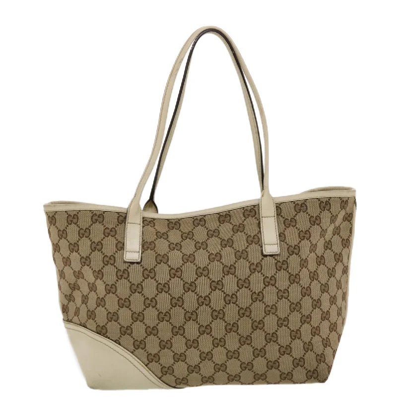 Women Gucci crossbody bags with a keychain holderGUCCI GG Canvas Tote Bag Beige White  49055