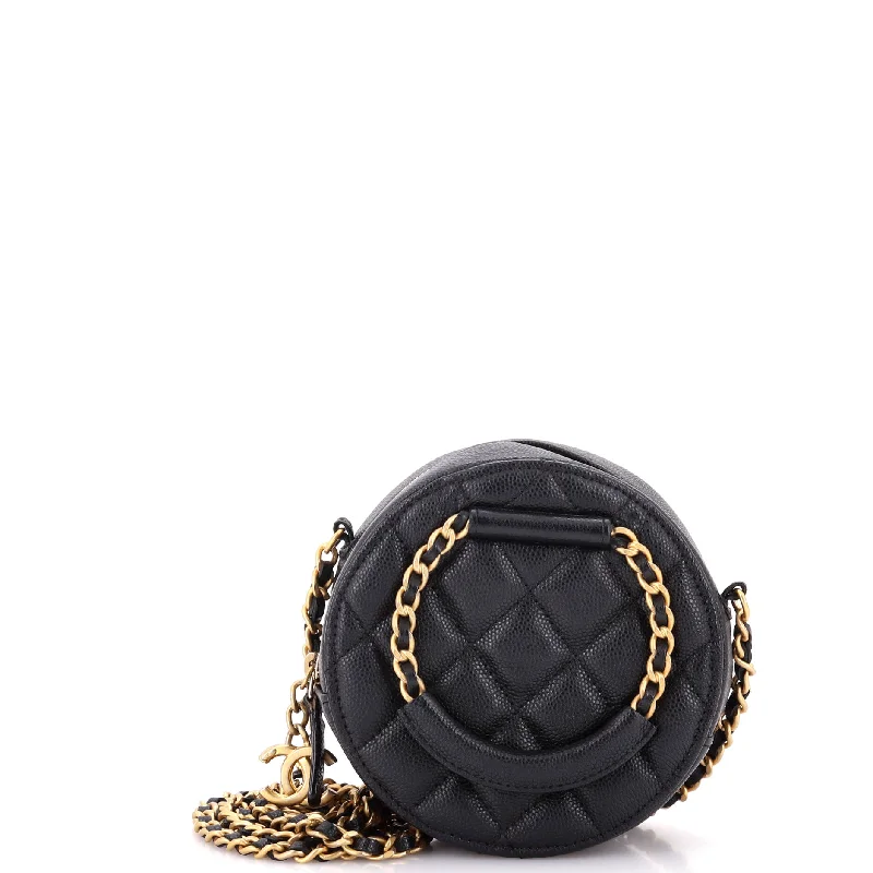 In The Loop Round Clutch with Chain Quilted Caviar Mini