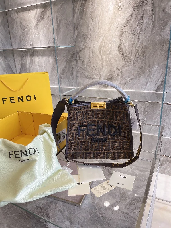 Ladies Fendi Peekaboo bags with a hand - carved leather detail for a unique and artisanal touchLuxury  Bags Fendi 221