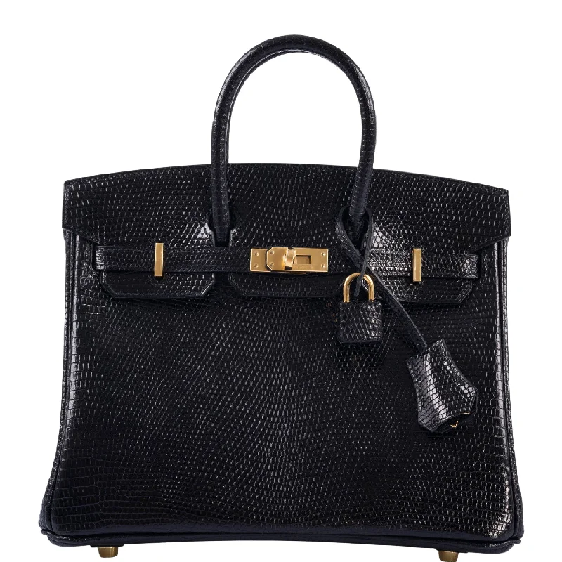 Hermès Birkin 25 Black Nilo Lizard Gold Hardware