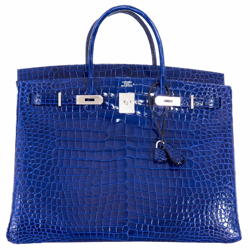 Hermès Birkin 40 Blue Electric Crocodile Porosus Palladium Hardware