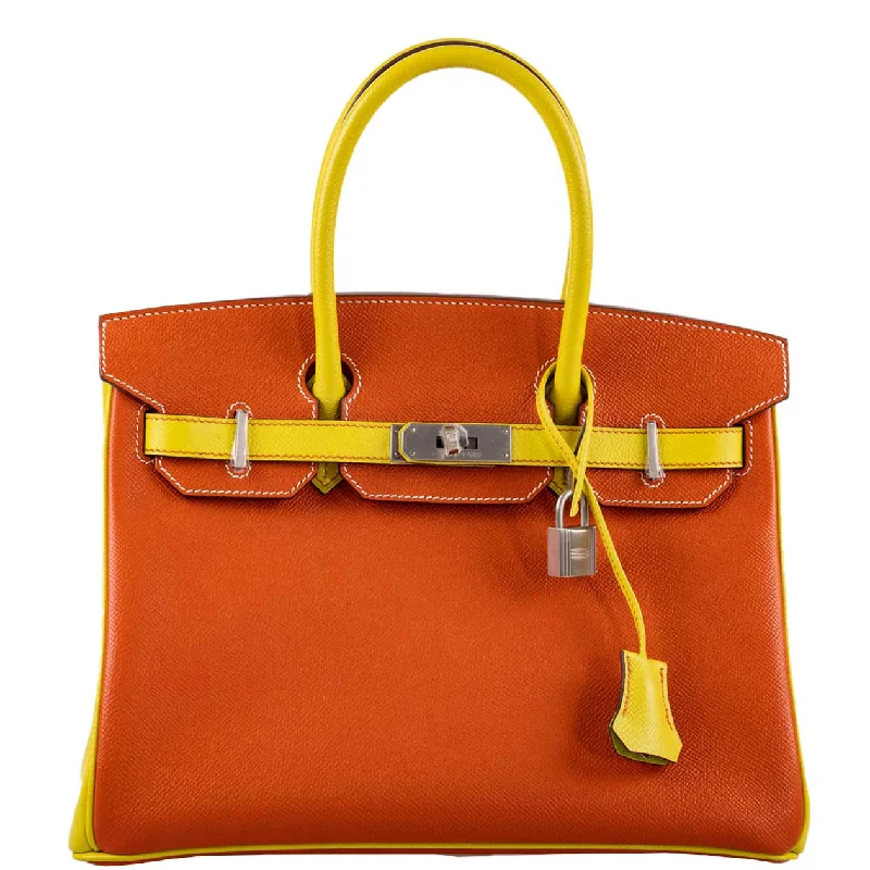 Hermès HSS Birkin 30 Feu & Lime Epsom with Brushed Palladium Hardware - 2013, Q Square