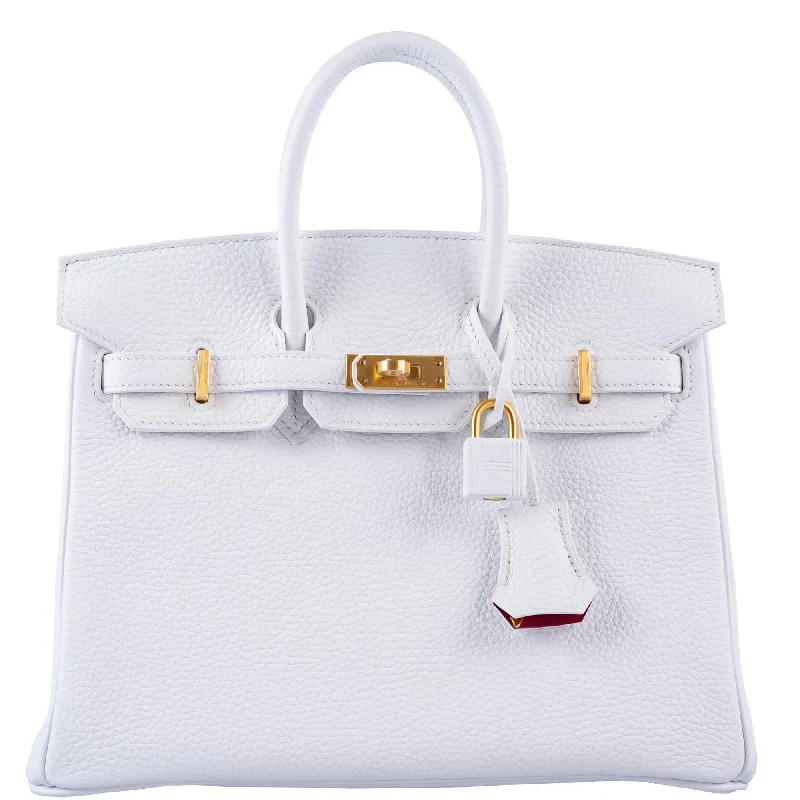 Hermès HSS Birkin 25 White Togo and Rose Pourpre Interior with Brushed Gold Hardware - 2021, Z