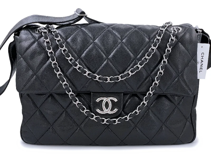 Chanel Classic Flap Bag for Evening PartyChanel Black Caviar XXL Messenger Weekender Flap Tote Bag SHW