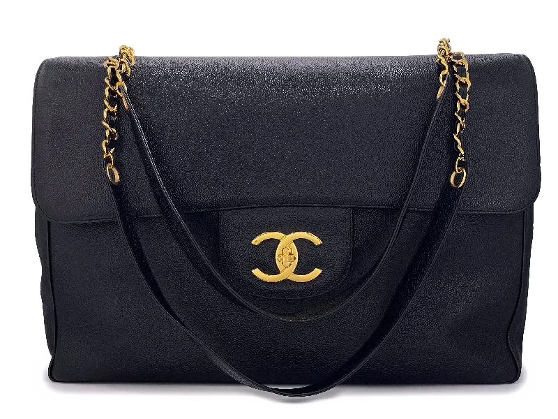 Chanel Small Crossbody Bag for TravelChanel 1994 Vintage Black Caviar Supermodel XXL Flap Bag Weekender 24k GHW