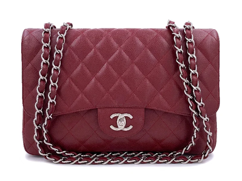 Chanel Small Crossbody Bag for TravelChanel 2009 Burgundy Red Caviar Jumbo Classic Single Flap Bag SHW